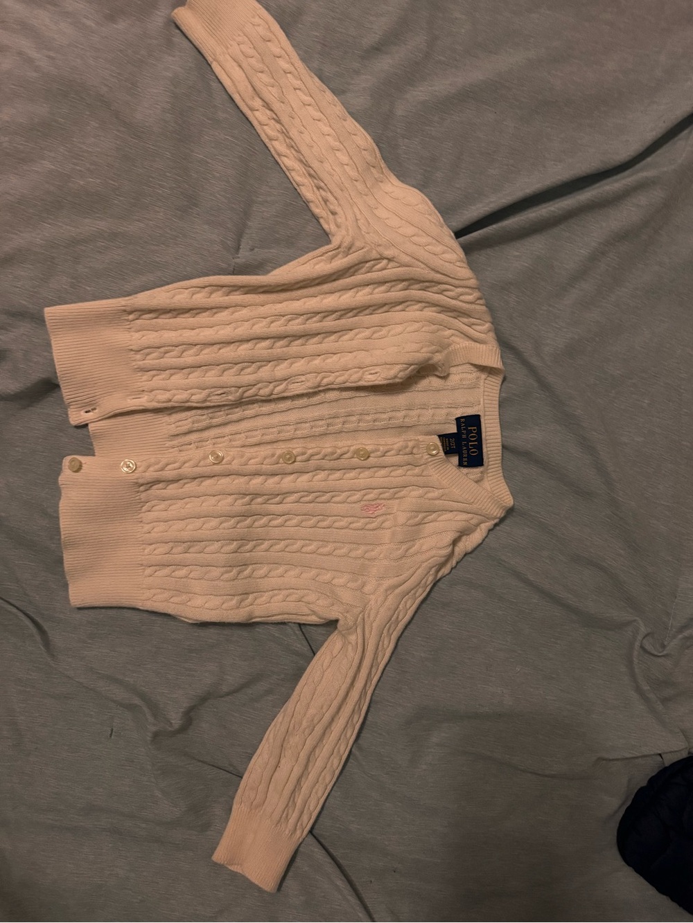 Ralph Lauren Cream Cable Knit Cardigan with Subtle Logo